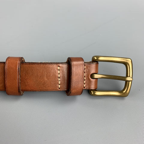 RALPH LAUREN Contrast Stitch Size 34 Tan Leather Belt