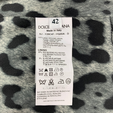 DOLCE & GABBANA Size 6 Black & Charcoal Windowpane Wool Jacket Blazer