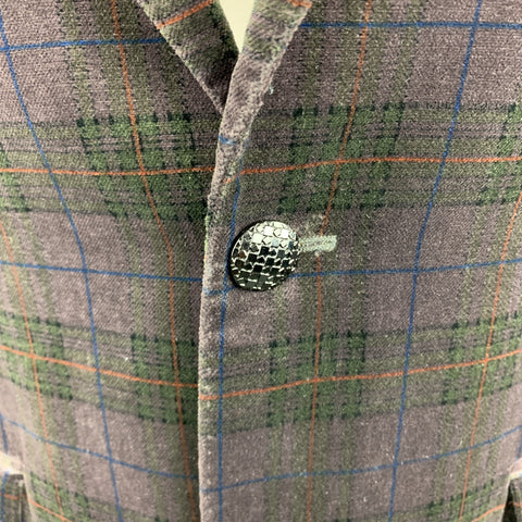 ETRO Size 40 Plaid Brown Velvet Notch Lapel Sport Coat