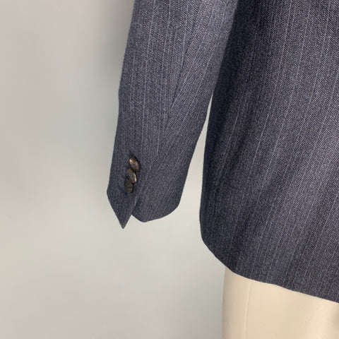 BURBERRY PRORSUM Size 40 Regular Navy & Grey Wool Notch Lapel Sport Coat