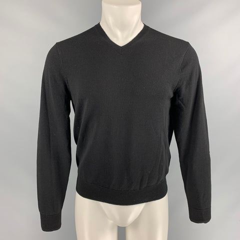 POLO by RALPH LAUREN Talla S Jersey negro liso de lana merino con coderas