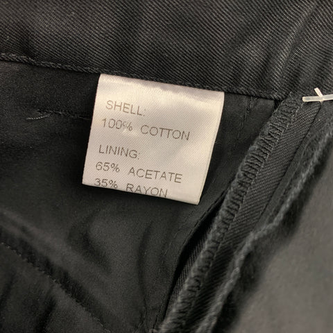 CROW Taille M Pantalon décontracté en coton noir avec braguette zippée