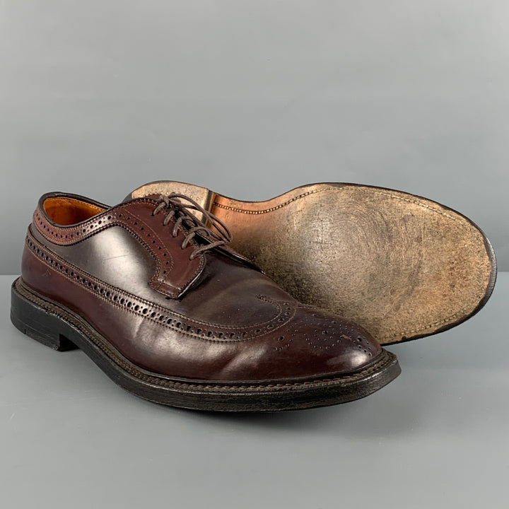 ALDEN Size 11 Brown Perforated Leather Wingtip Lace Up Shoes
