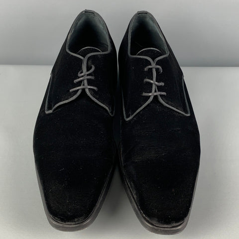 MAGNANNI Size 10.5 Black Velvet Oxford Lace Up Shoes