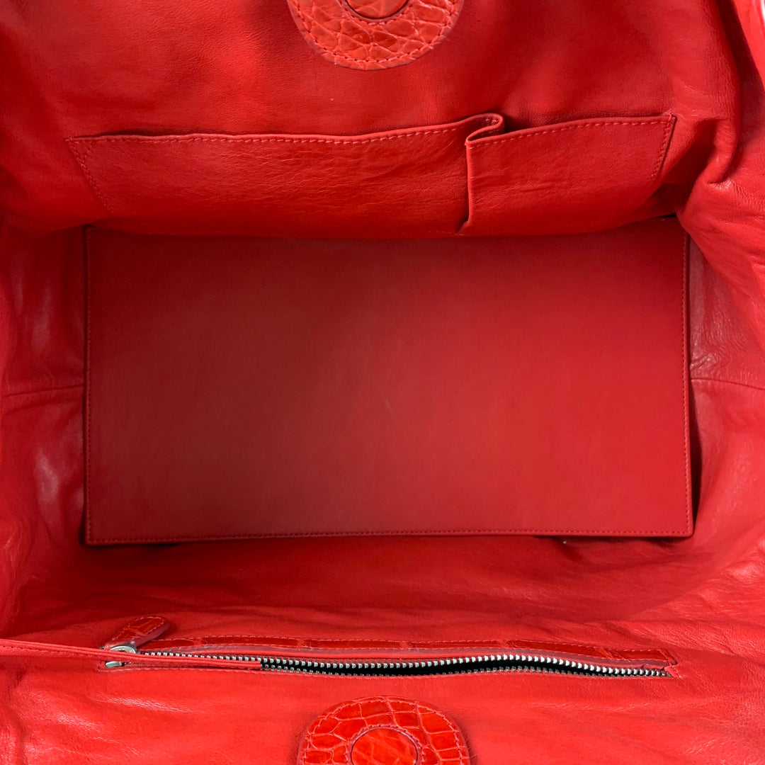 GENUINE CROCODILE SKIN Red Crocodile Tote Handbag