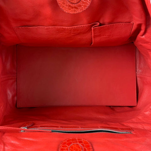 GENUINE CROCODILE SKIN Red Crocodile Tote Handbag