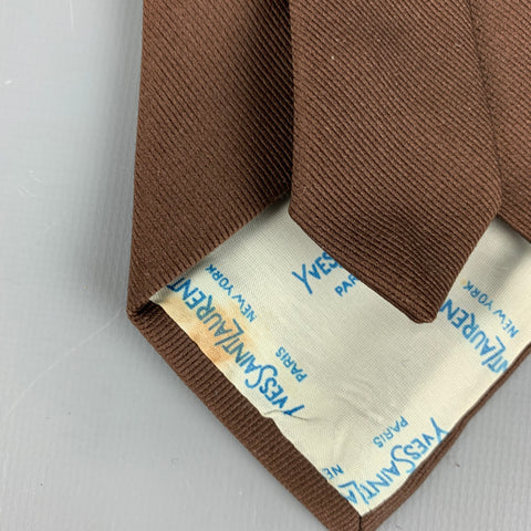 YVES SAINT LAURENT Brown Diagonal Silk Tie