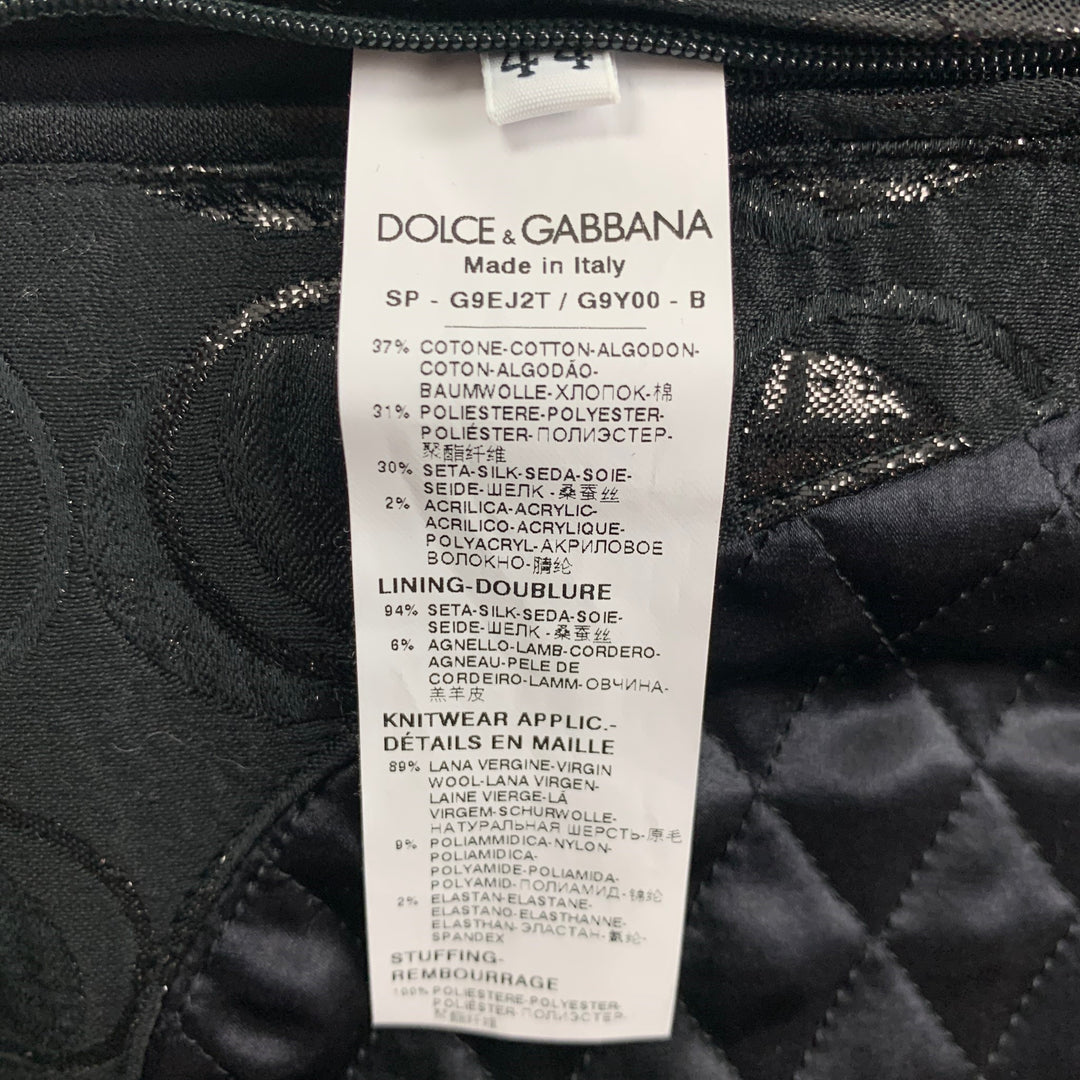 DOLCE &amp; GABBANA Talla 34 Chaqueta de seda de algodón con círculos plateados negros