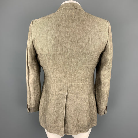 DOLCE & GABBANA Luxury Size 42 Taupe Heather Linen Notch Lapel Sport Coat