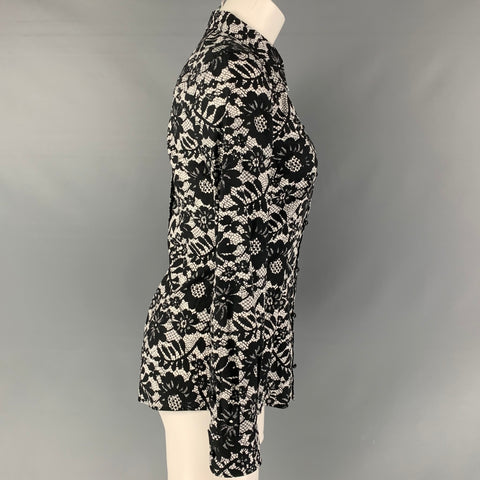 DOLCE &amp; GABBANA Camisa de algodón con botones de encaje blanco y negro talla 4