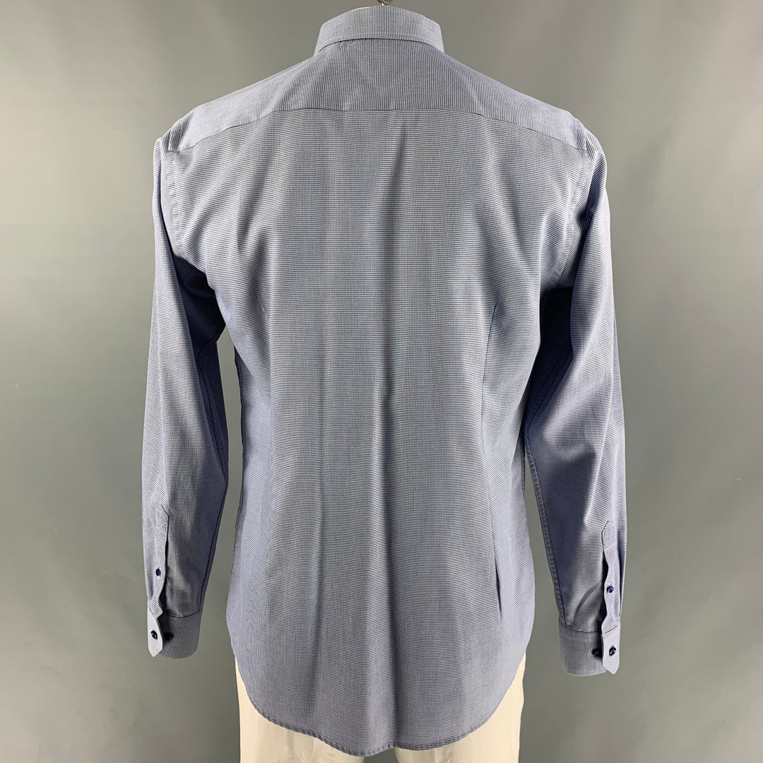 ETON Size XL Black &  White Cotton Button Up Long Sleeve Shirt
