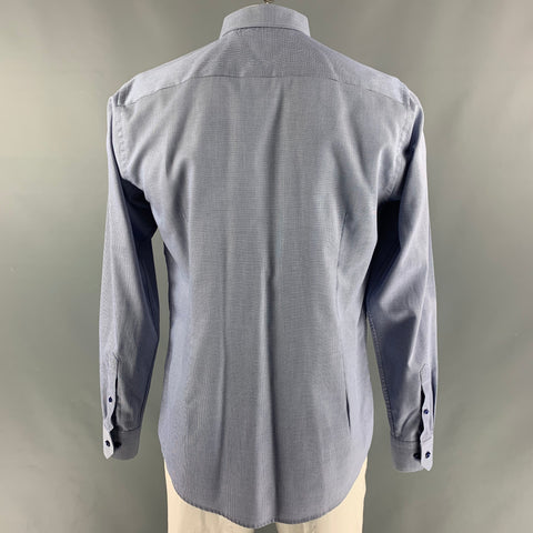 ETON Talla XL Camisa de manga larga con botones de algodón blanco y negro