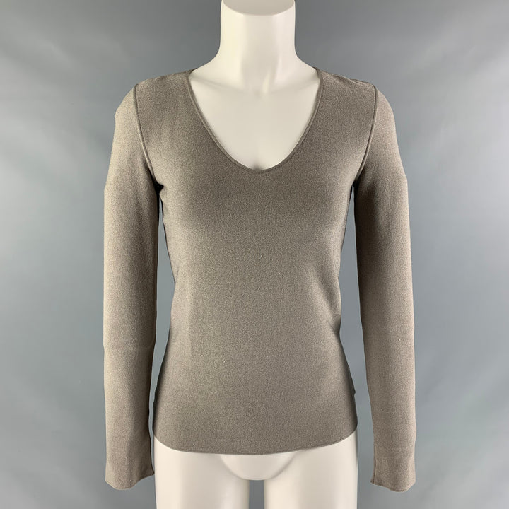 GIORGIO ARMANI Size 6 Grey Polyester &  Viscose Solid Pullover