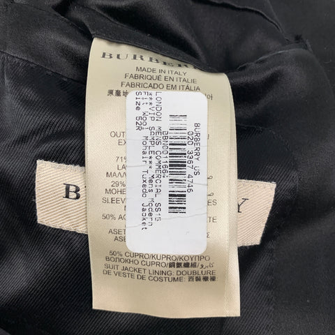 BURBERRY LONDON Size 42 Black Wool Mohair Tuxedo Sport Coat