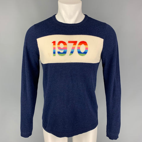 BELLA FREUD Size M Navy Multi-Color Knit 1970 Sweater
