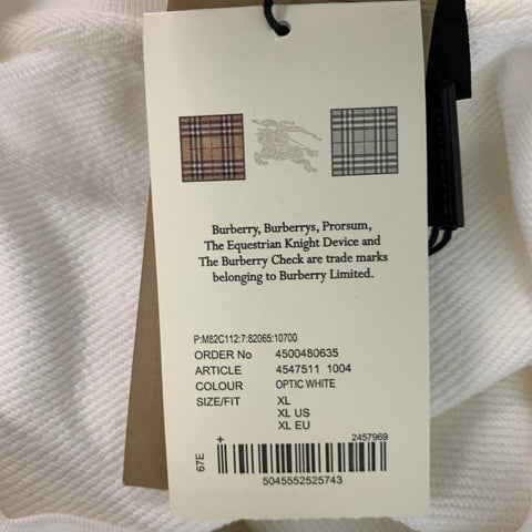 BURBERRY Talla XL Sudadera corta de algodón liso blanco