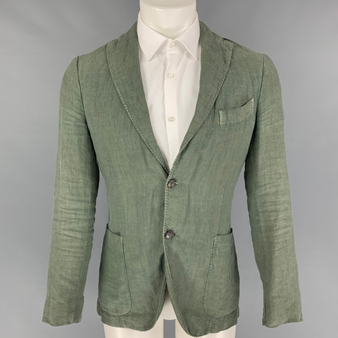 BOGLIOLI Size 36 Olive Linen Notch Lapel Sport Coat