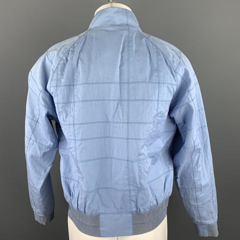 CALVIN KLEIN COLLECTION Size 38 Light Blue Stitched Cotton / Acrylic Zip Up Jacket
