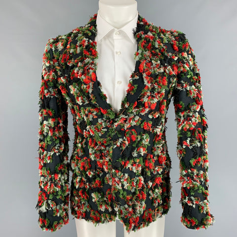 ALEXANDER MCQUEEN SS 18 Size 34 Black Red Green Reversed Jacquard Sport Coat