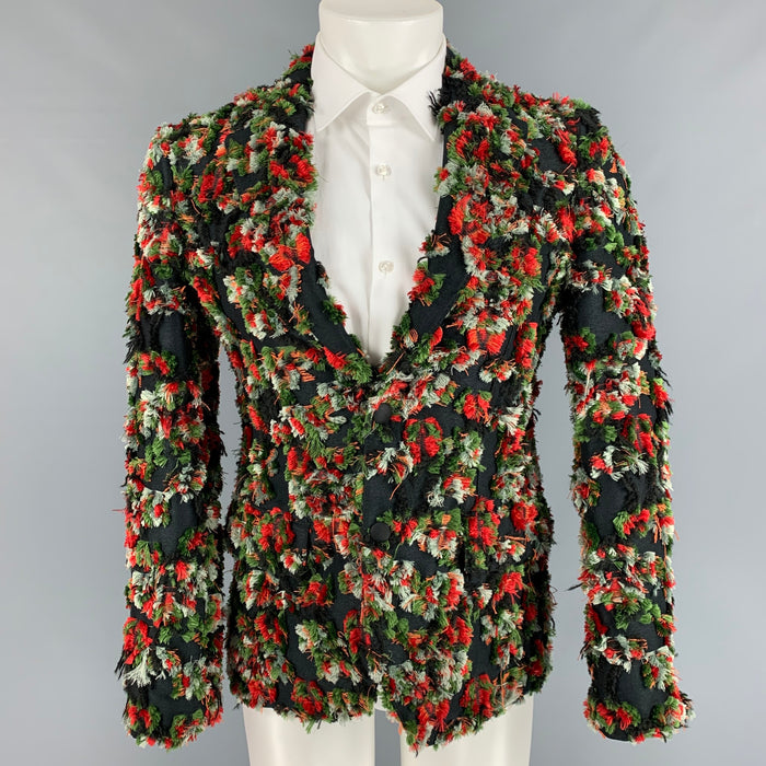 ALEXANDER MCQUEEN SS 18 Size 34 Black Red Green Reversed Jacquard Sport Coat