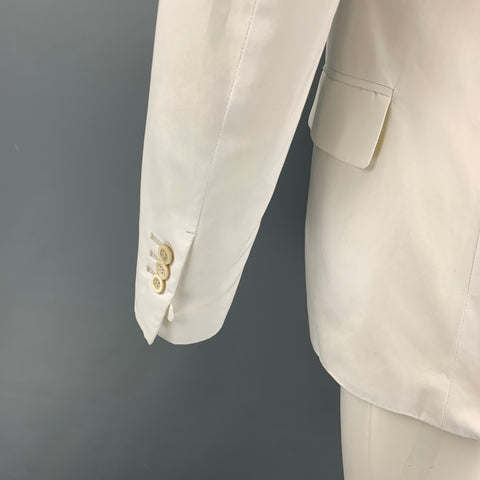 YVES SAINT LAURENT Size 40 White Cotton Peak Lapel Sport Coat