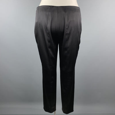 AKRIS Melissa Size 12 Black Silk Blend Satin Side Zipper Dress Pants