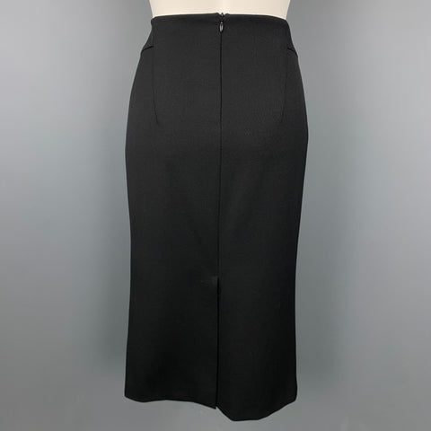 MIU MIU Size 8 Black Twill Virgin Wool Pencil Skirt