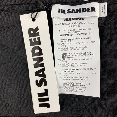 JIL SANDER Size 6 Black Quilted Wool / Mohair D Loop Belt
