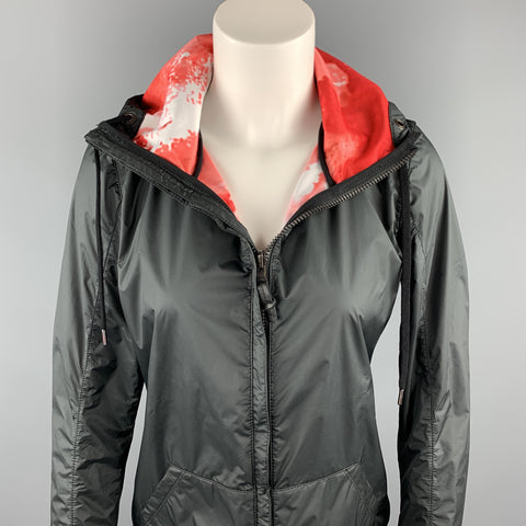 KRU Size 4 Black & Red Polyamide Reversible Hooded Jacket