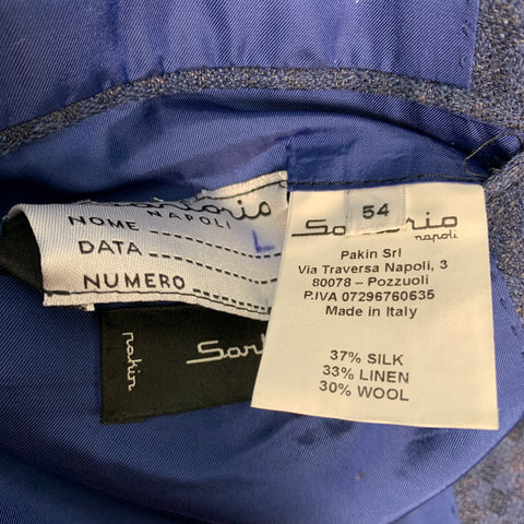 SARTORIO Taille 44 Manteau de sport en laine, lin et soie bleu marine diamant