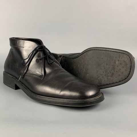 SALVATORE FERRAGAMO Size 11.5 Black Leather Ankle Lace Up Shoes