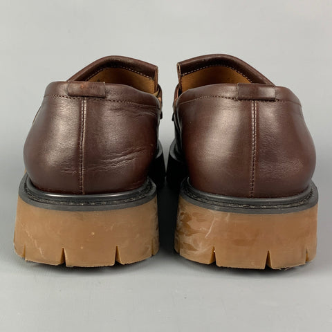 BURBERRY PRORSUM Size 12 Brown Leather Tassel Cowall Loafers