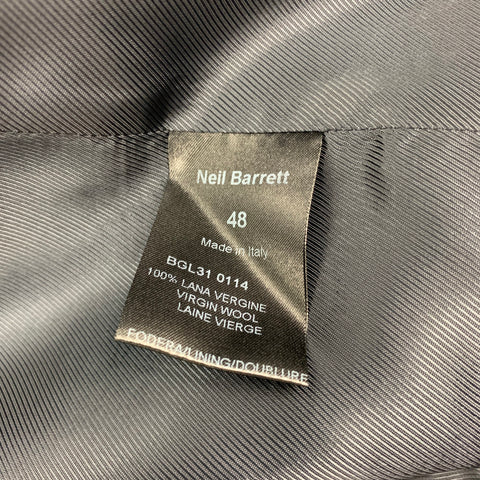 NEIL BARRETT Size 38 Black Pinstripe Wool Double Breasted Vest