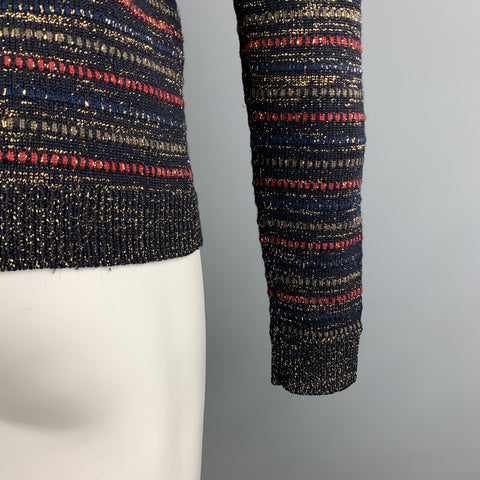 MARC by MARC JACOBS Size S Black & Gold Knitted Wool Blend V-Neck Pullover Sweater