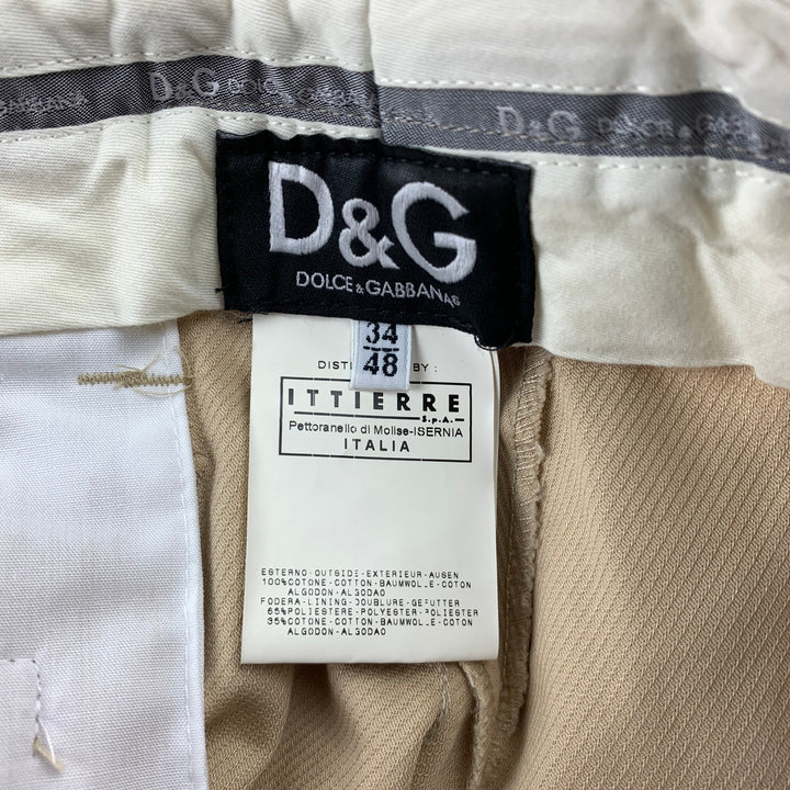 D&G by DOLCE & GABBANA Size 32 Beige Cotton Zip Fly Casual Pants