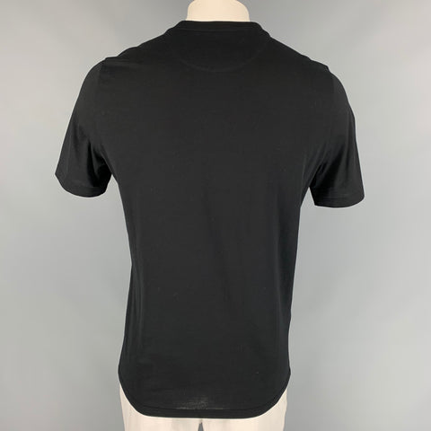 FENDI Size L Black Monster Applique Cotton Crew-Neck T-shirt