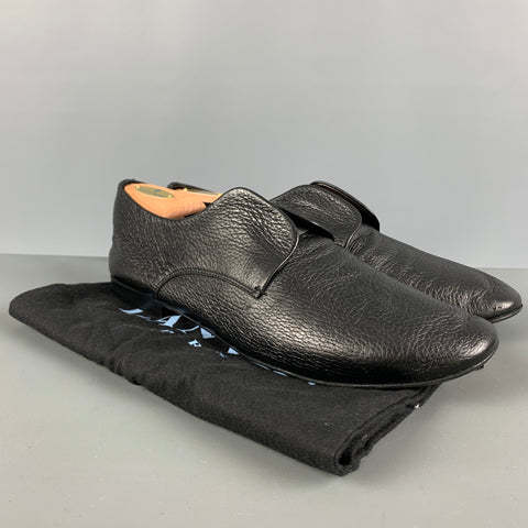 LANVIN Size 11 Black Solid Leather Slip On Loafers