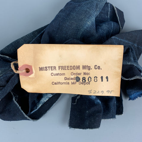 MISTER FREEDOM Corbata de cuero de lona desgastada índigo