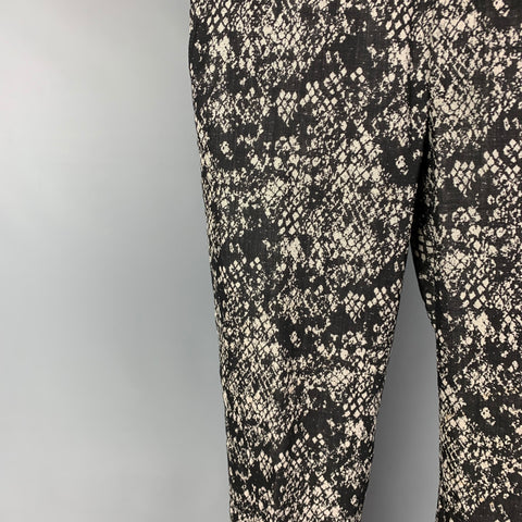 THE KOOPLES Size 32 Black Grey Print Wool Zip Fly Dress Pants