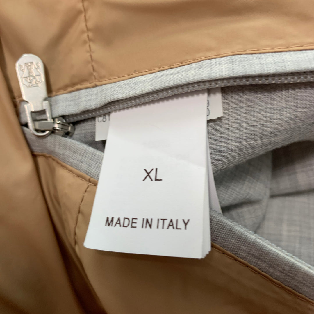 BRUNELLO CUCINELLI  Size XL Burgundy Quilted Nylon Snaps Vest