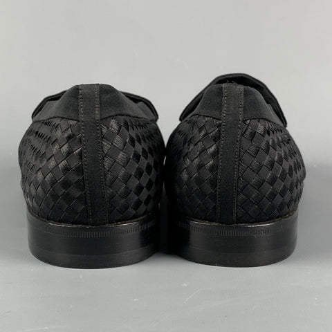 BALLY Size 12 Black Woven Silk Slip On Loafers