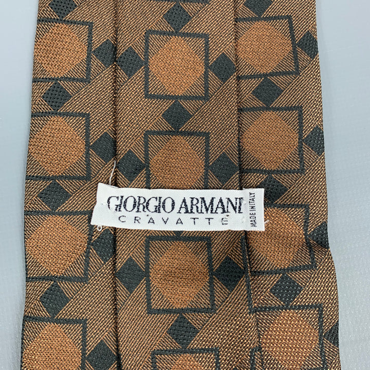 GIORGIO ARMANI Brown Geometric Silk Tie