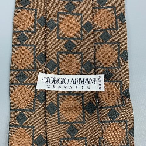 GIORGIO ARMANI Brown Geometric Silk Tie
