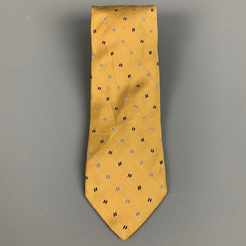 ERMENEGILDO ZEGNA Gold Navy Squares Silk Tie