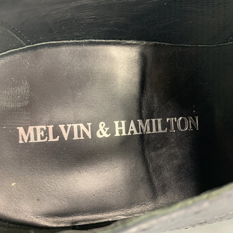 MELVIN &amp; HAMILTON 10 Zapatos brogue EDDY con cordones y punta de ala de cuero envejecido azul marino