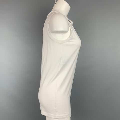 MAISON MARGIELA Taille S Haut décontracté en coton découpé en jersey blanc