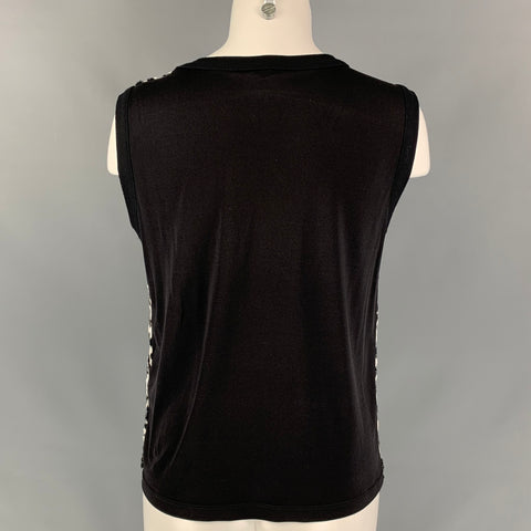 GIAMBATTISTA VALLI Size M Black & White Silk Animal Print Dress Top