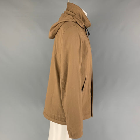 SANDRO Size S Tan Cotton Zip & Buttons Jacket