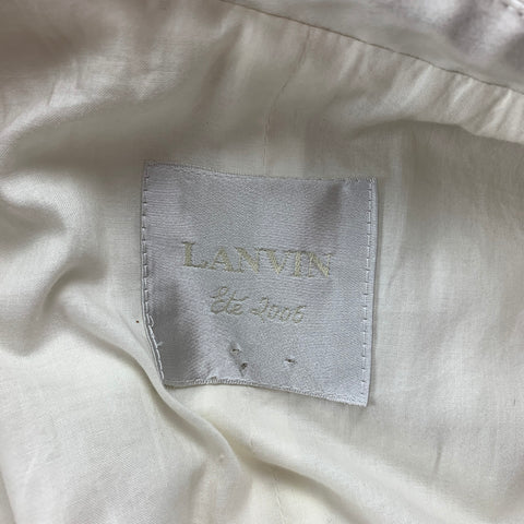 LANVIN Printemps 2006 Taille 8 Manteau en satin texturé froissé blanc cassé