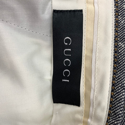 GUCCI Size 32 Black & Brown Herringbone Wide Leg Dress Pants